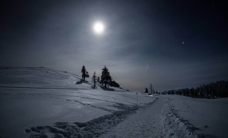 Geführte Vollmond-Schneeschuhwanderung in Kärnten - im Naturpark Dobratsch.